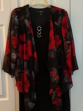 R & K Women’s Petite Dress 14 Petite Large Black and Red